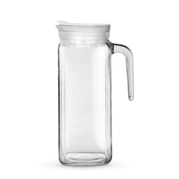 Home Italian Igloo Quadra Glass Pitcher with Lid and Spout 34 Oz Clear Glass Wat - Picture 1 of 2